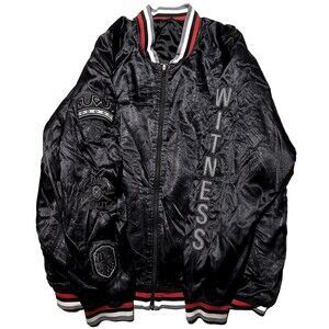 Nike Lebron James Satin Jacket Witness 4X Black Full Zip Embroider Family VTG